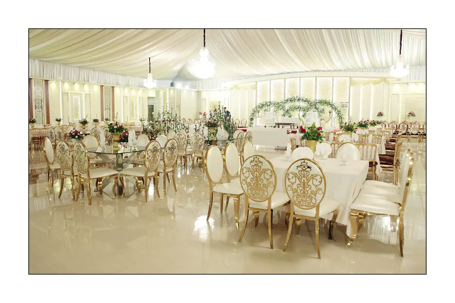 themed wedding stage 2 by Eshaal Gold Banquet