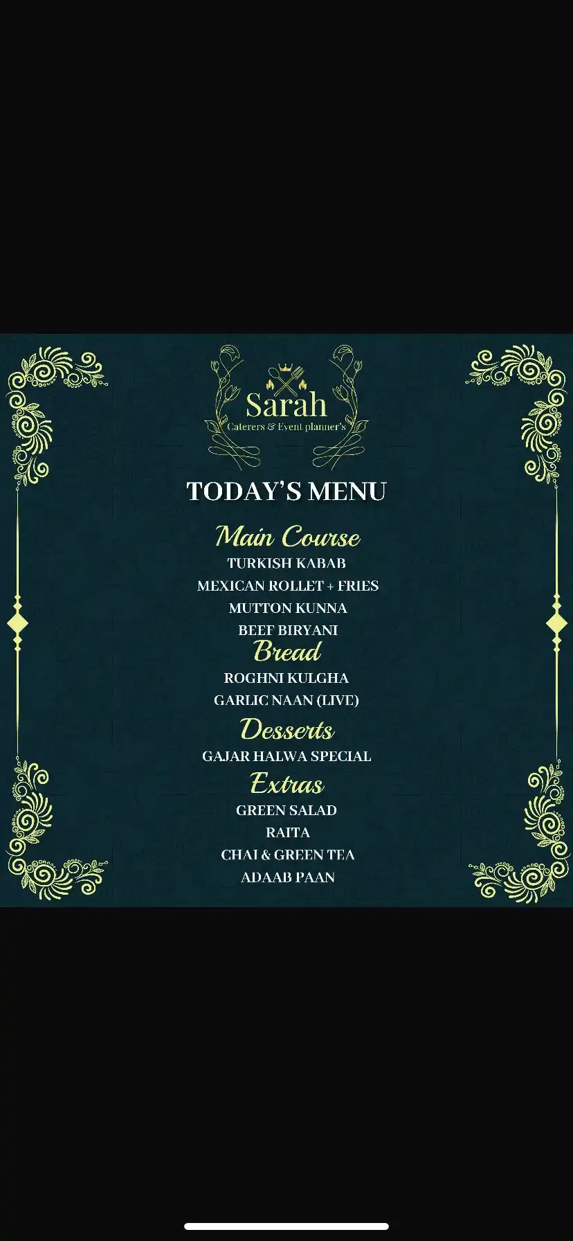 walima catering menu 3 by Sarah Caterers